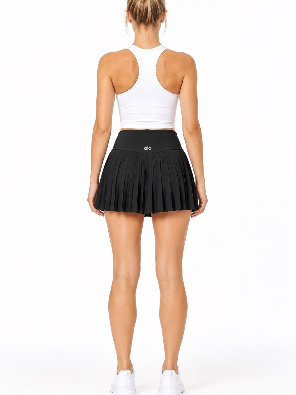 ALO Yoga Size Large Black Pleated Skater Tennis Skort